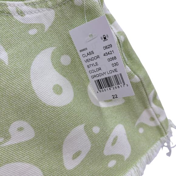 PacSun Green Eco Yin & Yang High Waisted Cotton Denim Festival Shorts - Picture 10 of 11